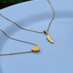 Classic Heart Pendant and Detailed Leaf Pendant